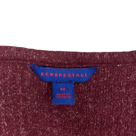 Aeropostale Women's Longline Ribbed Burgundy Open Cardigan Sweater M Cozy Layer - Picture 4 of 12